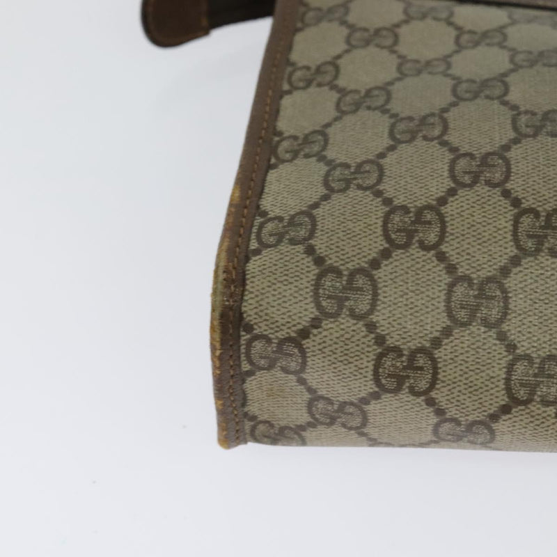 GUCCI GG Supreme Clutch Bag PVC Beige Gold 014 115 6063 Auth fm4595
