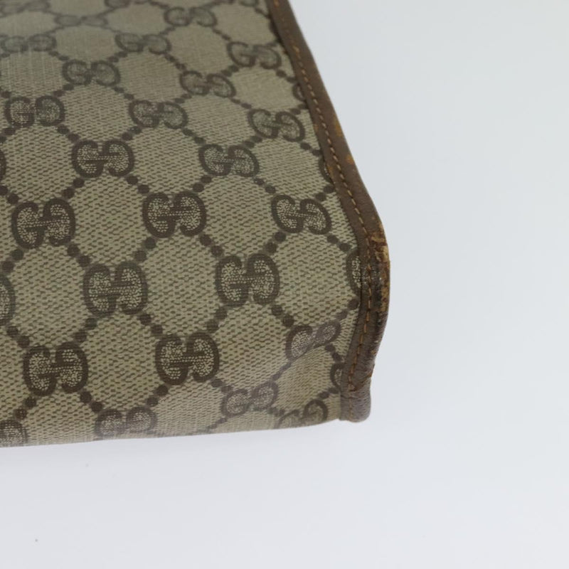 GUCCI GG Supreme Clutch Bag PVC Beige Gold 014 115 6063 Auth fm4595