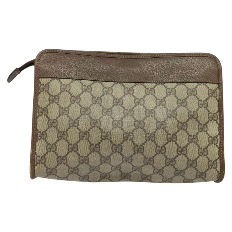 GUCCI GG Supreme Clutch Bag PVC Beige Gold 014 115 6063 Auth fm4595