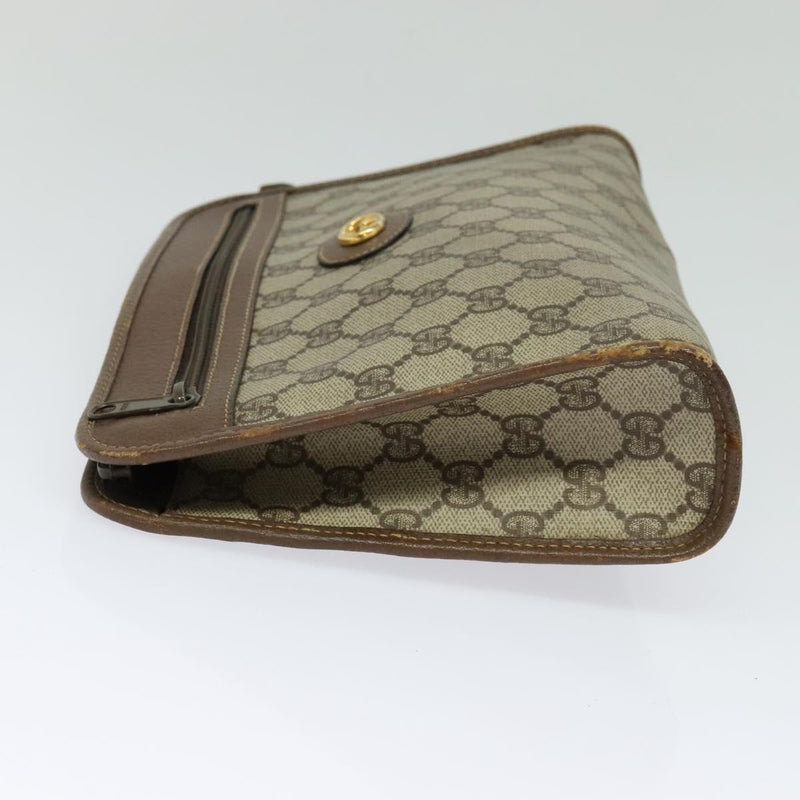 GUCCI GG Supreme Clutch Bag PVC Beige Gold 014 115 6063 Auth fm4595