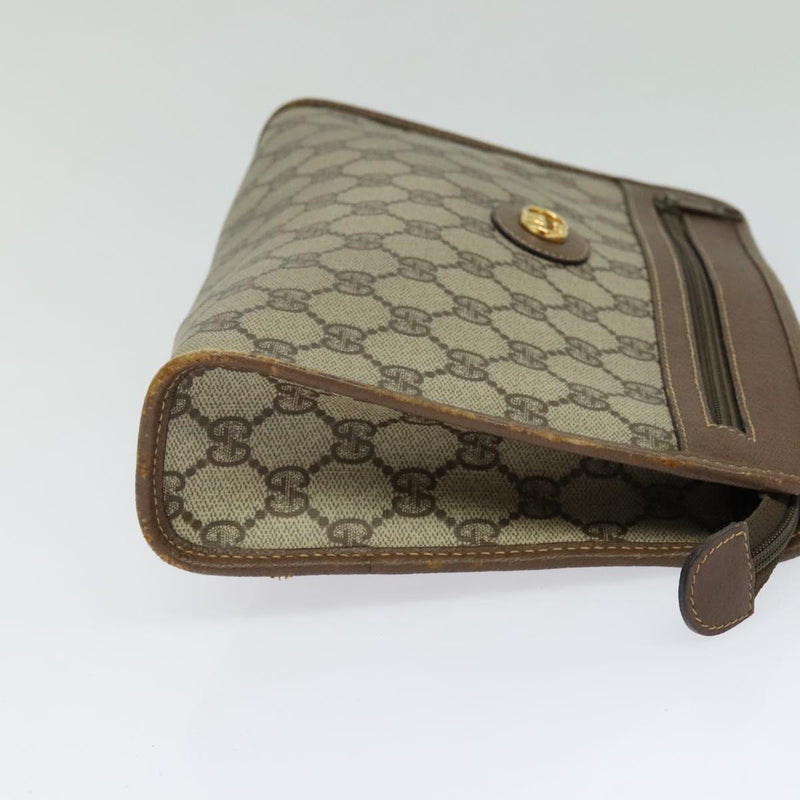 GUCCI GG Supreme Clutch Bag PVC Beige Gold 014 115 6063 Auth fm4595