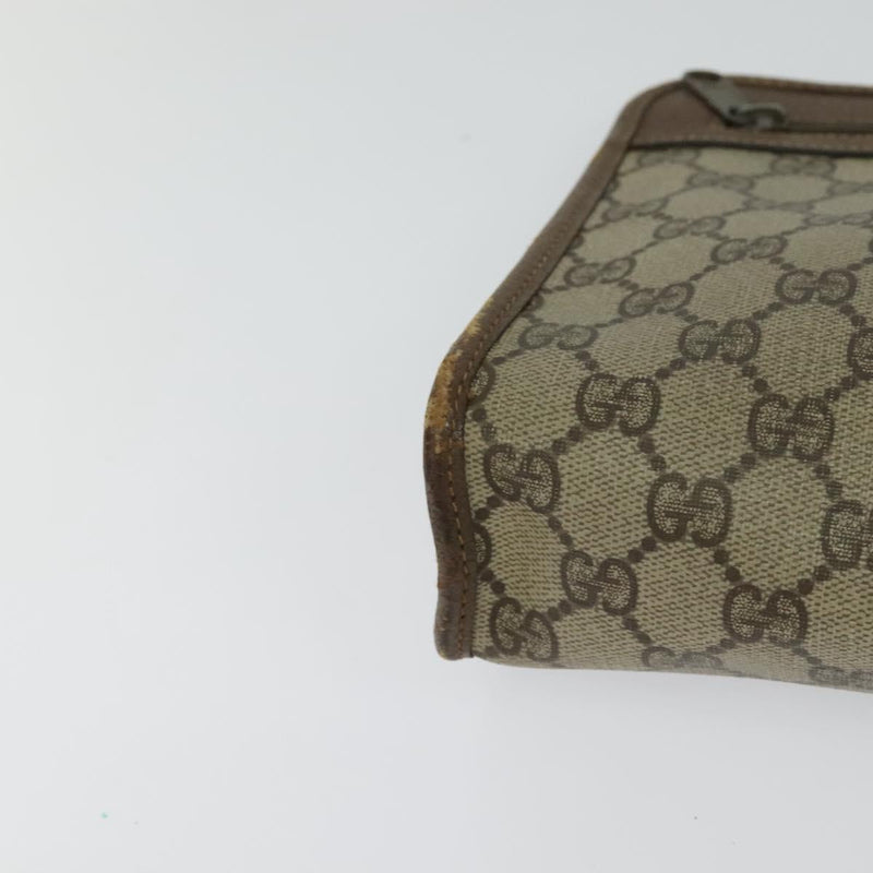 GUCCI GG Supreme Clutch Bag PVC Beige Gold 014 115 6063 Auth fm4595