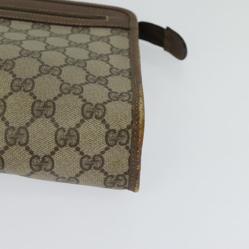 GUCCI GG Supreme Clutch Bag PVC Beige Gold 014 115 6063 Auth fm4595