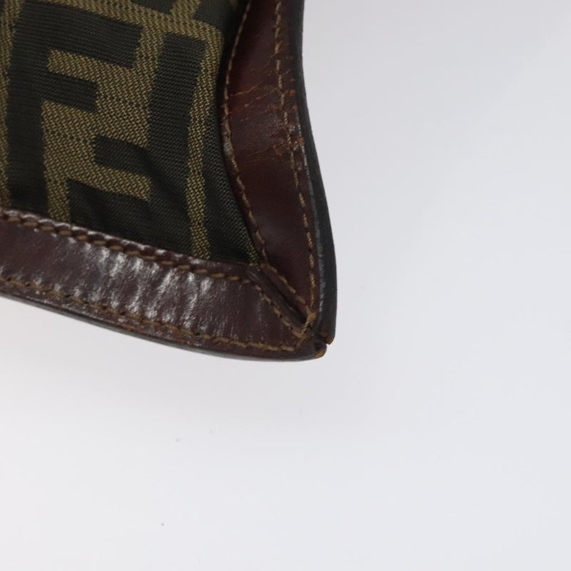 FENDI Zucca Canvas Clutch Bag Black Brown gold Auth fm4602