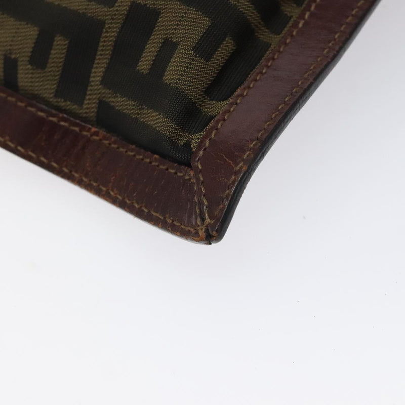 FENDI Zucca Canvas Clutch Bag Black Brown gold Auth fm4602