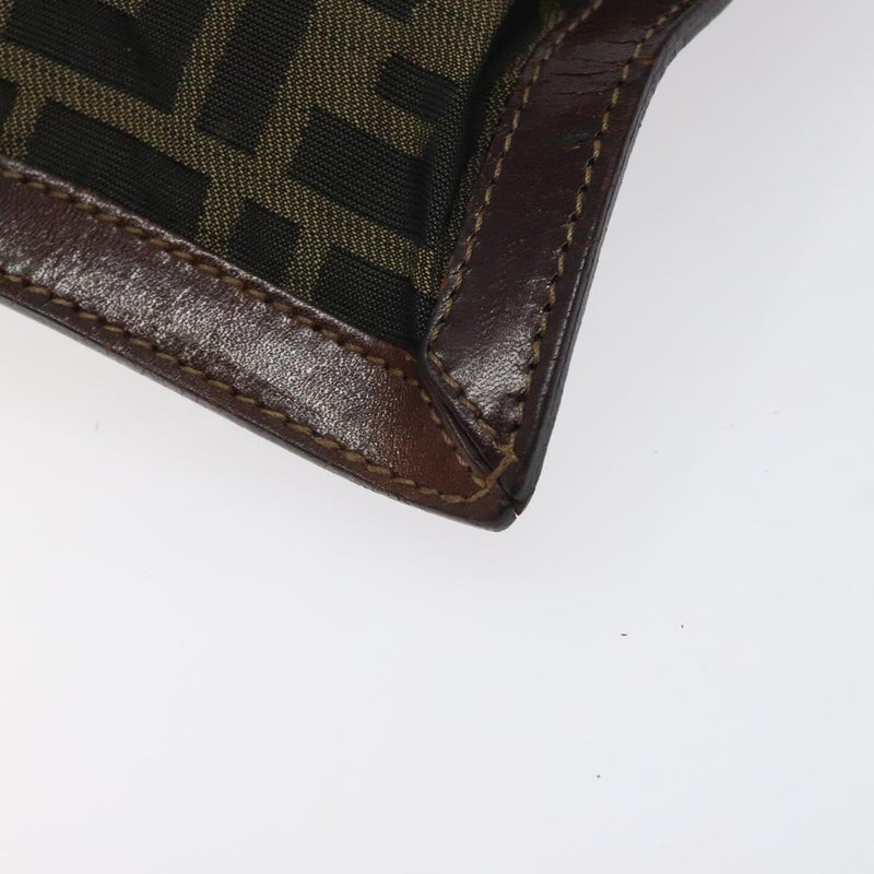 FENDI Zucca Canvas Clutch Bag Black Brown gold Auth fm4602