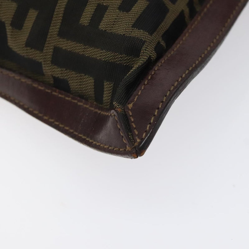 FENDI Zucca Canvas Clutch Bag Black Brown gold Auth fm4602