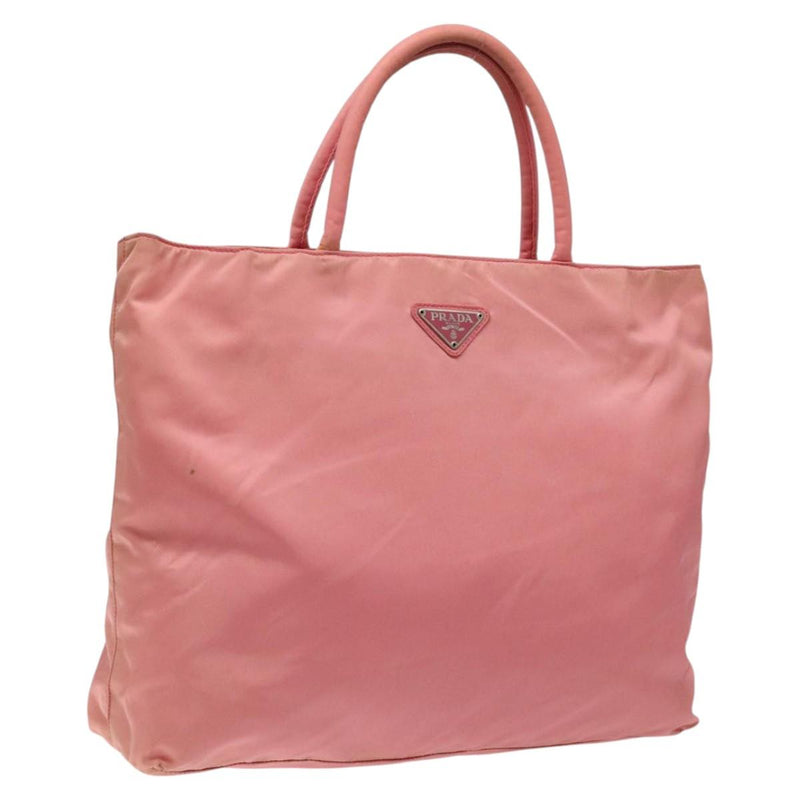 PRADA Hand Bag Nylon Pink Silver Auth fm4603