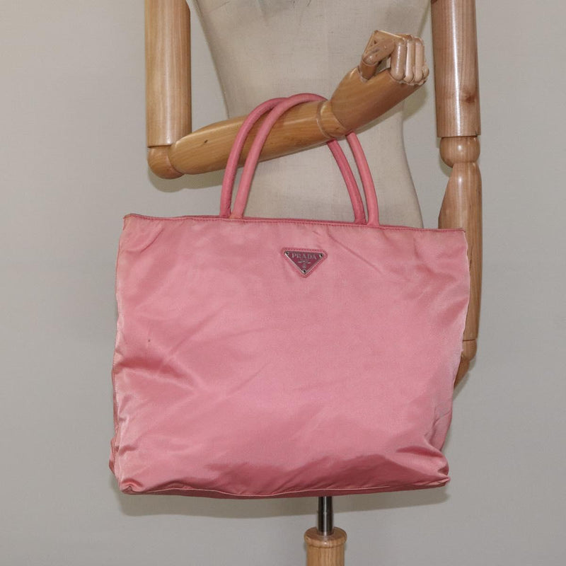 PRADA Hand Bag Nylon Pink Silver Auth fm4603