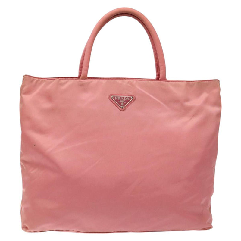 PRADA Hand Bag Nylon Pink Silver Auth fm4603