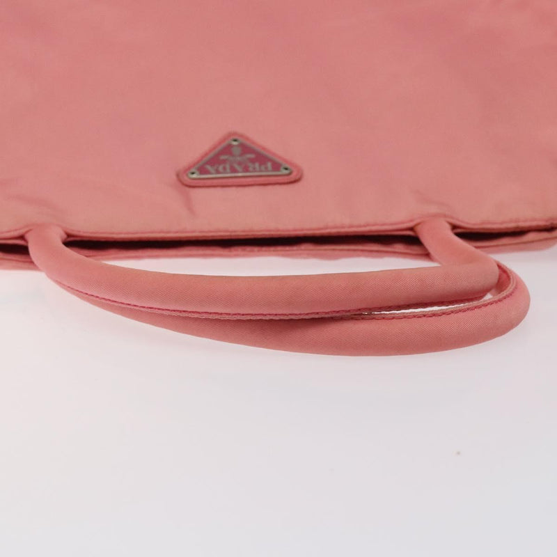 PRADA Hand Bag Nylon Pink Silver Auth fm4603
