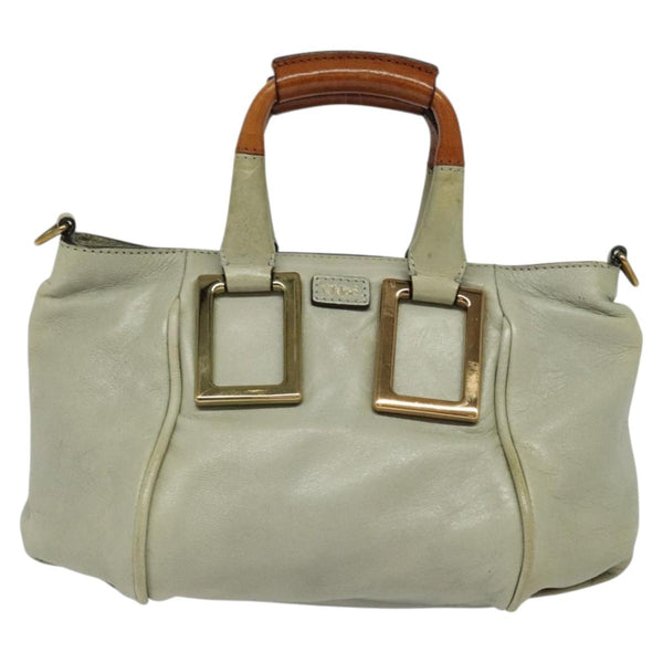 Chloe Etel Hand Bag Leather 2way Gray Gold 01 11 50 Auth fm4614