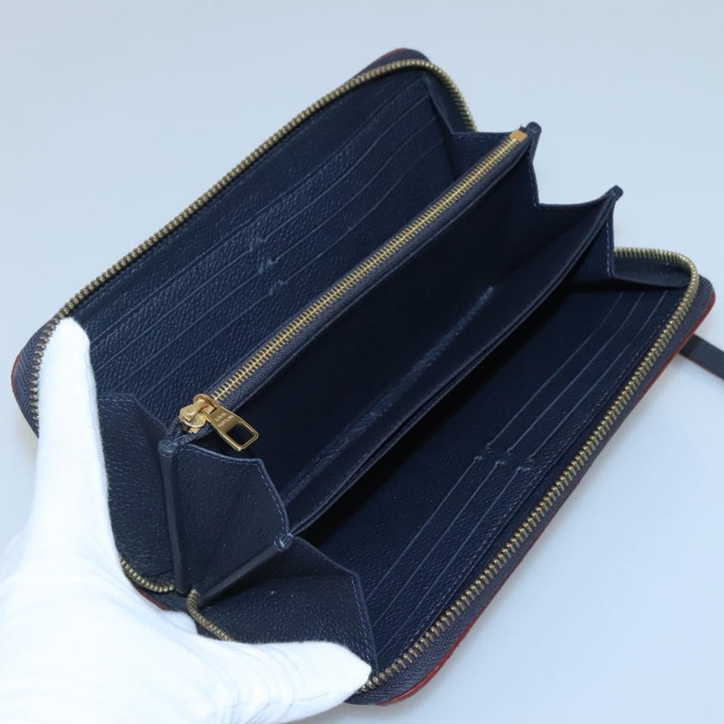 LOUIS VUITTON Empreinte Zippy Wallet Navy Marine Rouge M62121 LV Auth fm4618