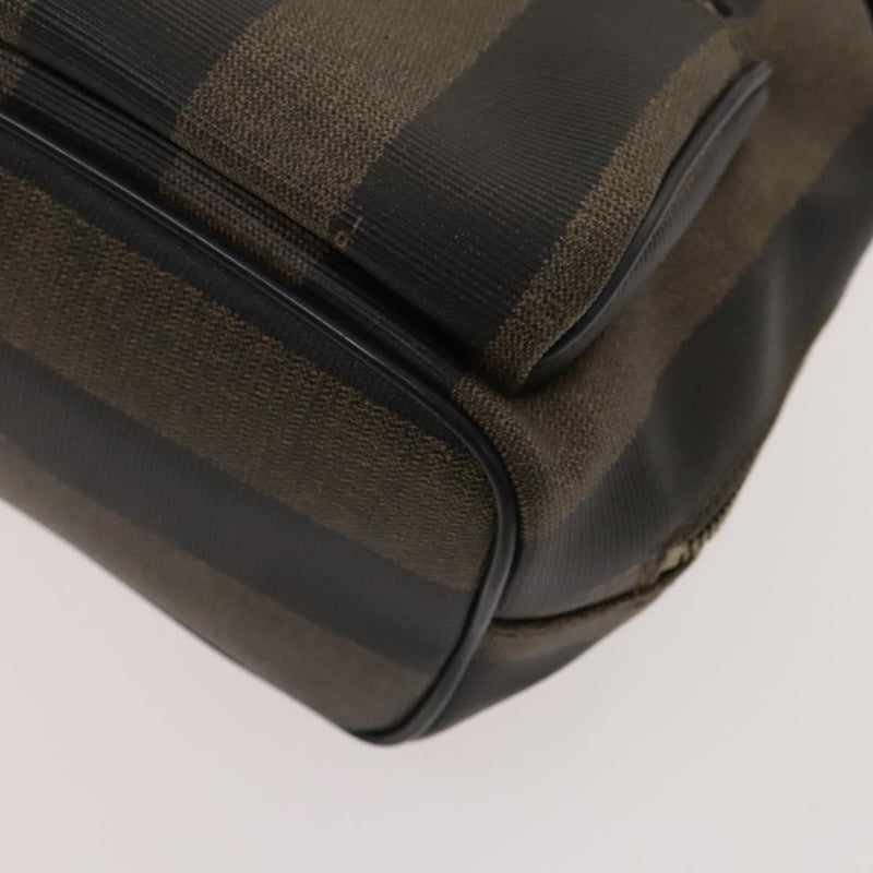 FENDI Pecan Canvas Backpack Brown Black gold Auth fm4620
