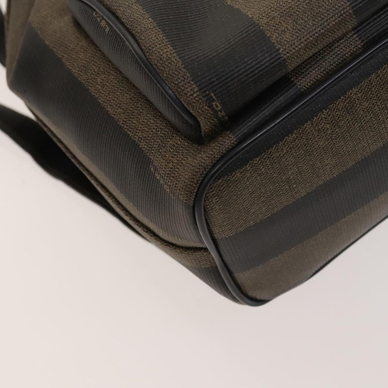 FENDI Pecan Canvas Backpack Brown Black gold Auth fm4620