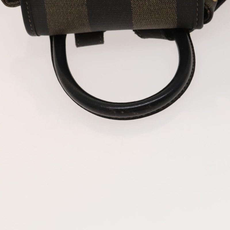 FENDI Pecan Canvas Backpack Brown Black gold Auth fm4620