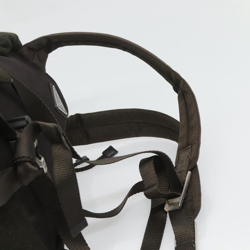 PRADA Backpack Wool Khaki Silver Auth hk2421