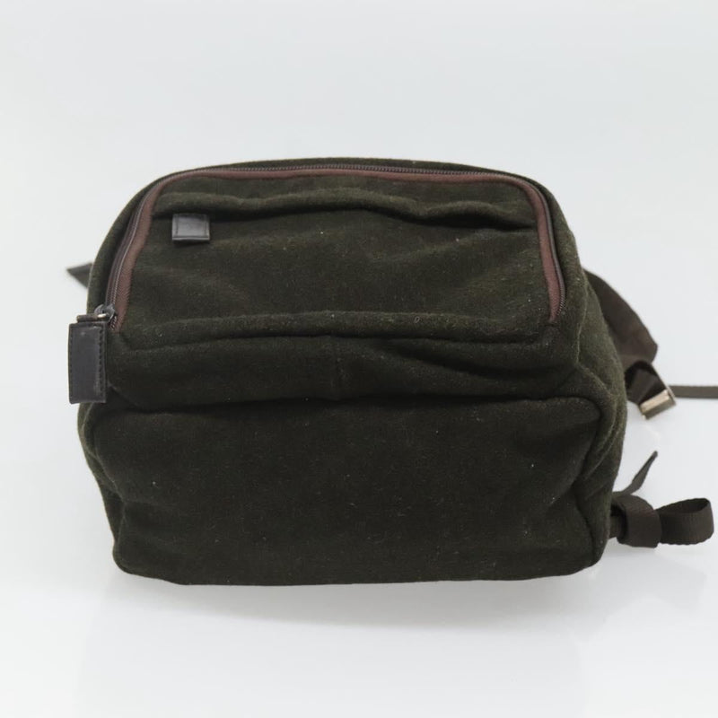 PRADA Backpack Wool Khaki Silver Auth hk2421
