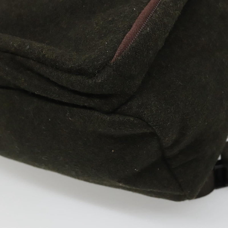 PRADA Backpack Wool Khaki Silver Auth hk2421