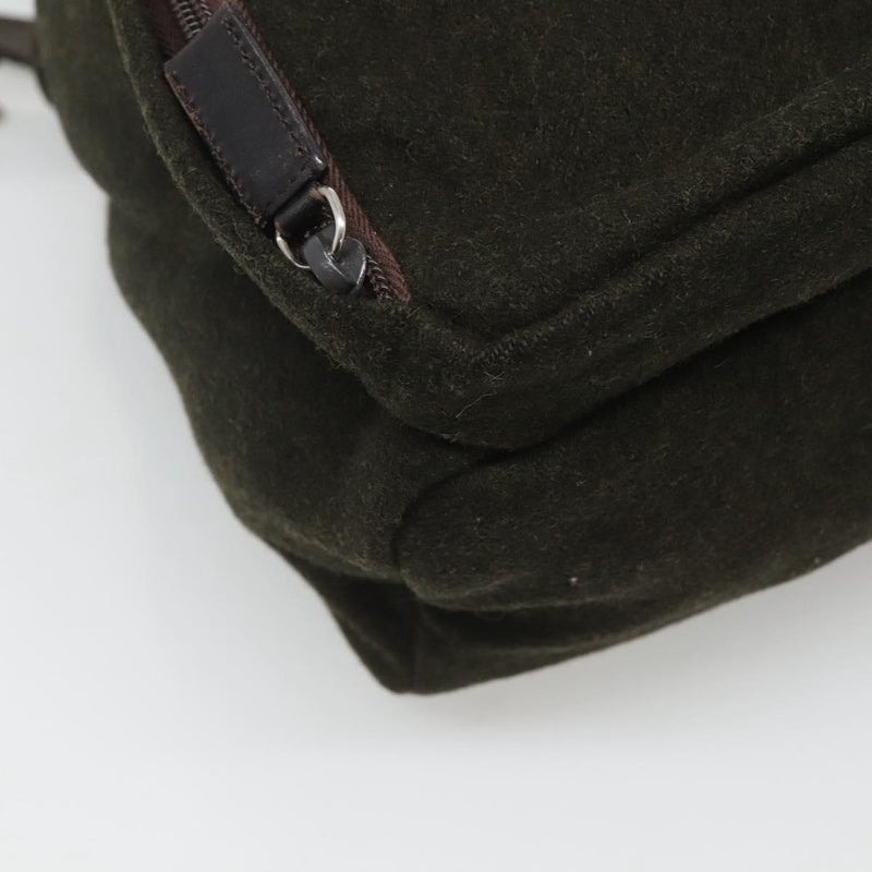 PRADA Backpack Wool Khaki Silver Auth hk2421