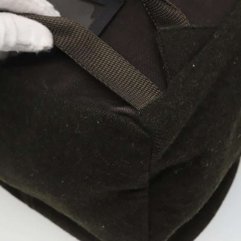 PRADA Backpack Wool Khaki Silver Auth hk2421