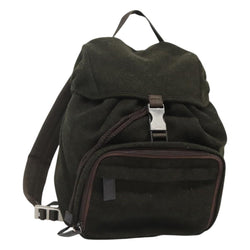 PRADA Backpack Wool Khaki Silver Auth hk2421