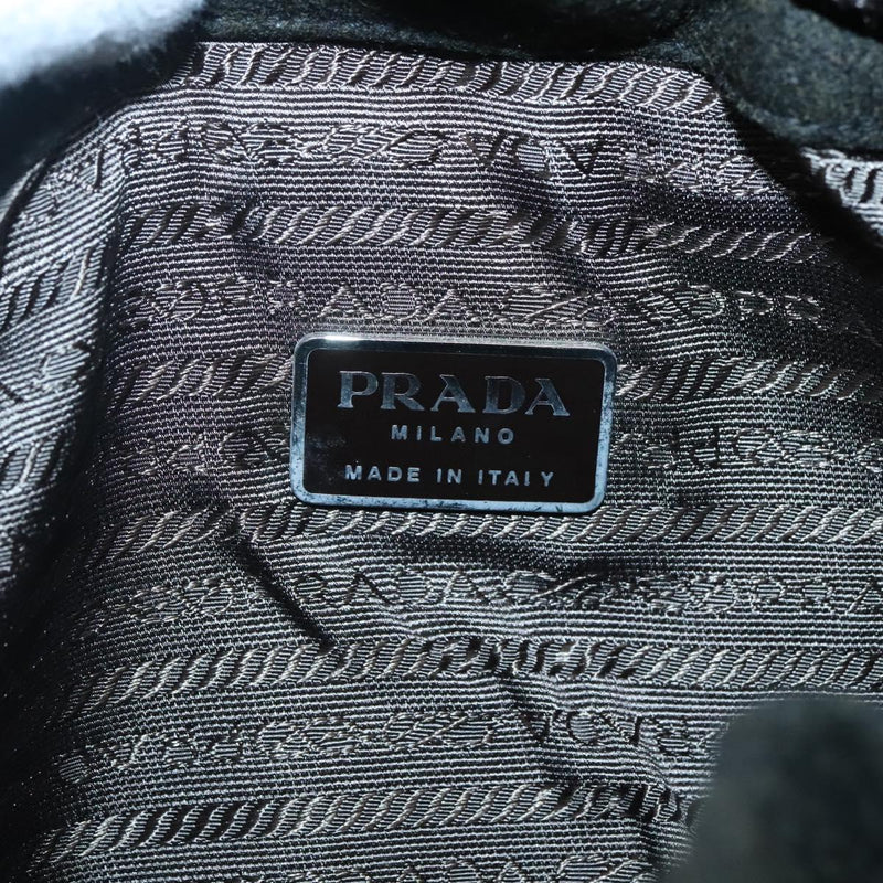 PRADA Backpack Wool Khaki Silver Auth hk2421