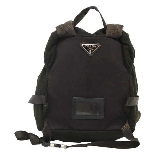 PRADA Backpack Wool Khaki Silver Auth hk2421