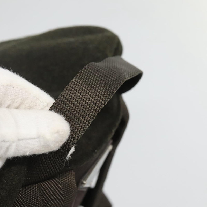 PRADA Backpack Wool Khaki Silver Auth hk2421