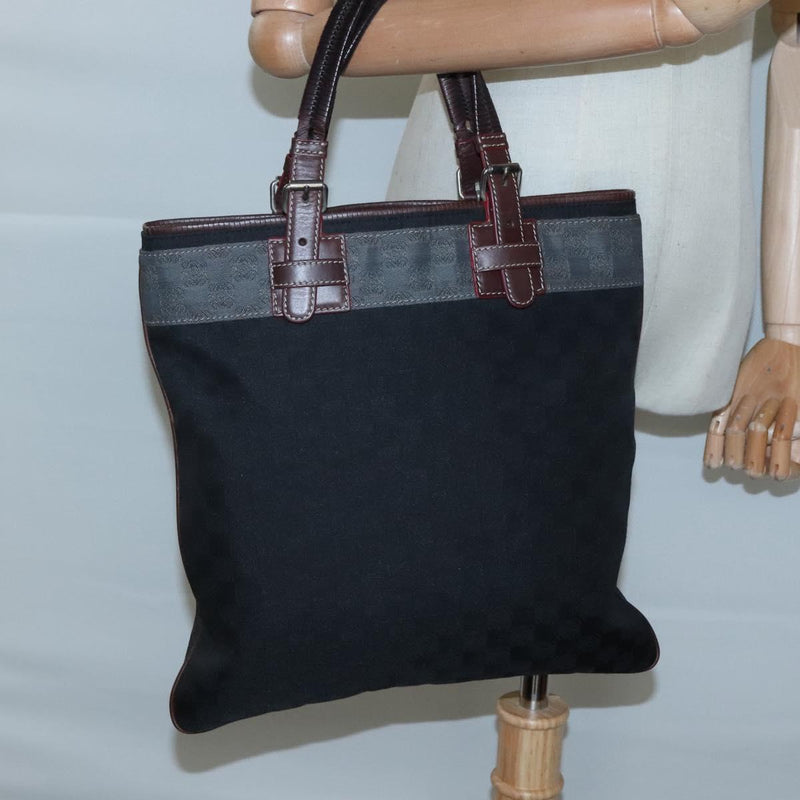 LOEWE Anagram Hand Bag Canvas Black Silver Auth hk2423
