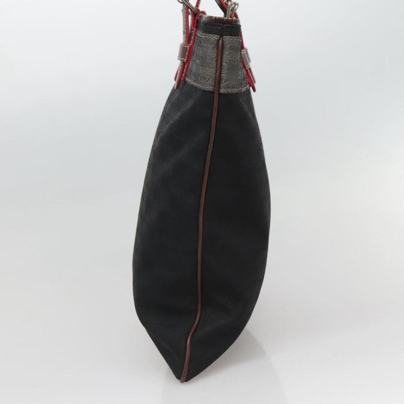 LOEWE Anagram Hand Bag Canvas Black Silver Auth hk2423