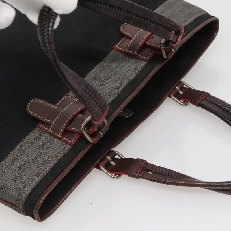 LOEWE Anagram Hand Bag Canvas Black Silver Auth hk2423