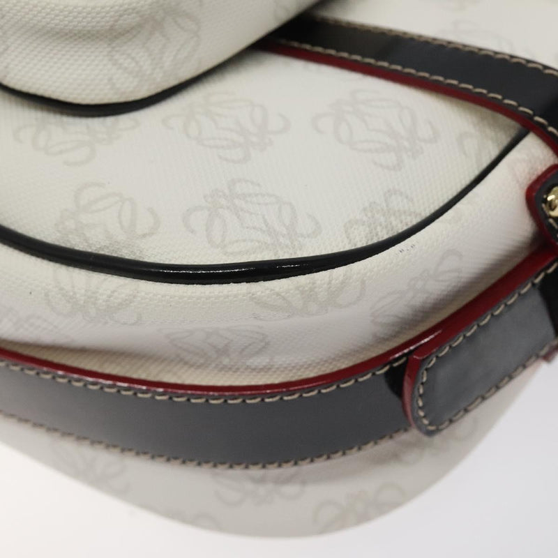 LOEWE Anagram Shoulder Bag PVC White Gold Auth hk2424