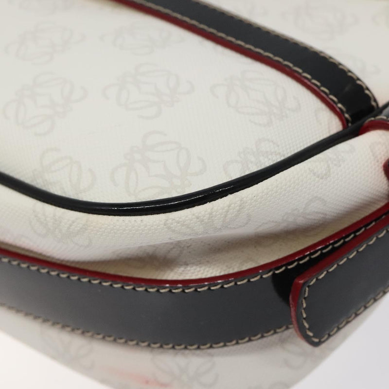 LOEWE Anagram Shoulder Bag PVC White Gold Auth hk2424