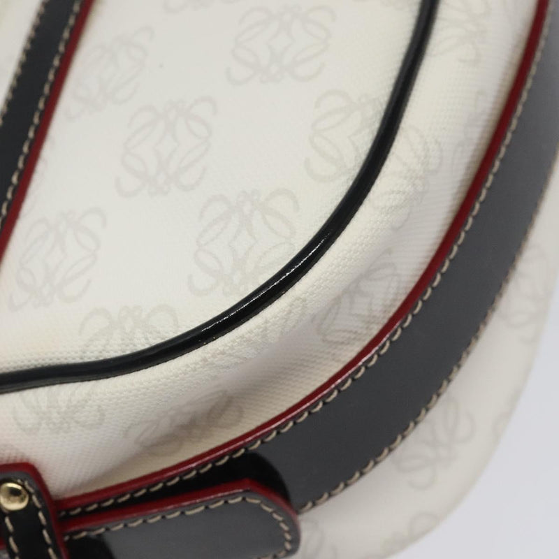 LOEWE Anagram Shoulder Bag PVC White Gold Auth hk2424