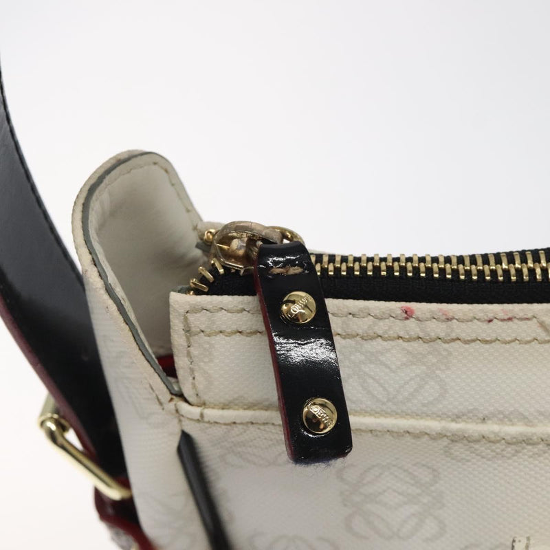 LOEWE Anagram Shoulder Bag PVC White Gold Auth hk2424