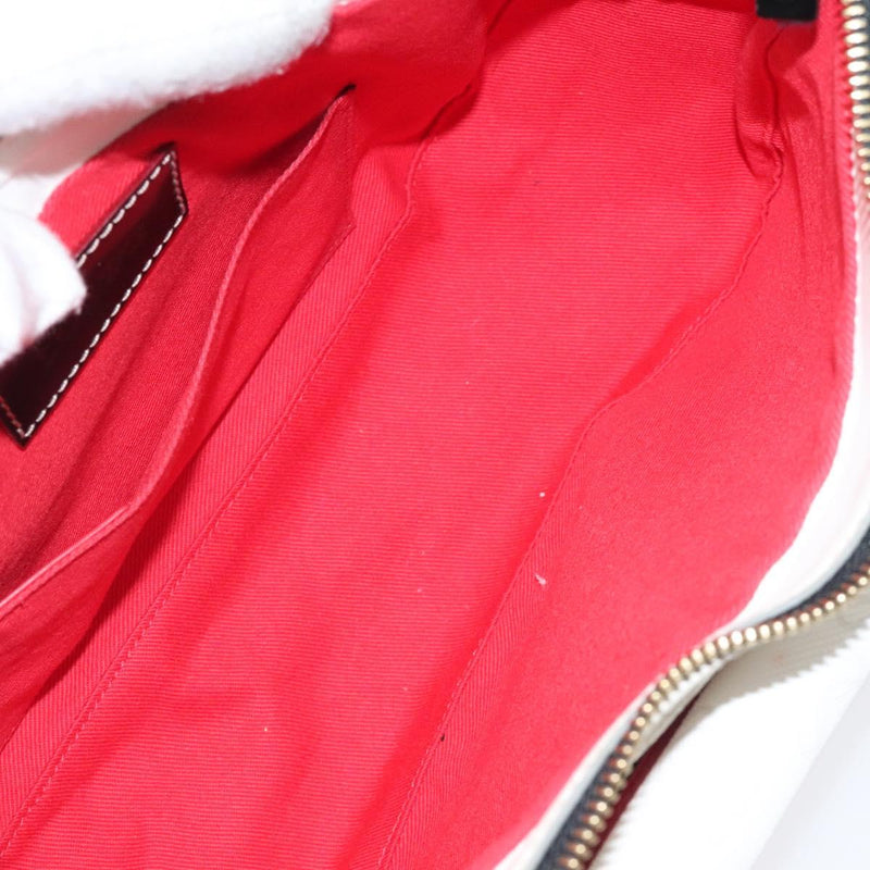 LOEWE Anagram Shoulder Bag PVC White Gold Auth hk2424