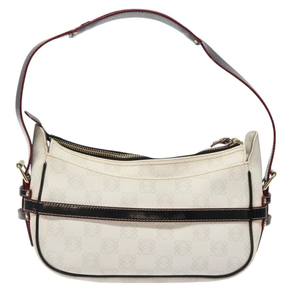 LOEWE Anagram Shoulder Bag PVC White Gold Auth hk2424