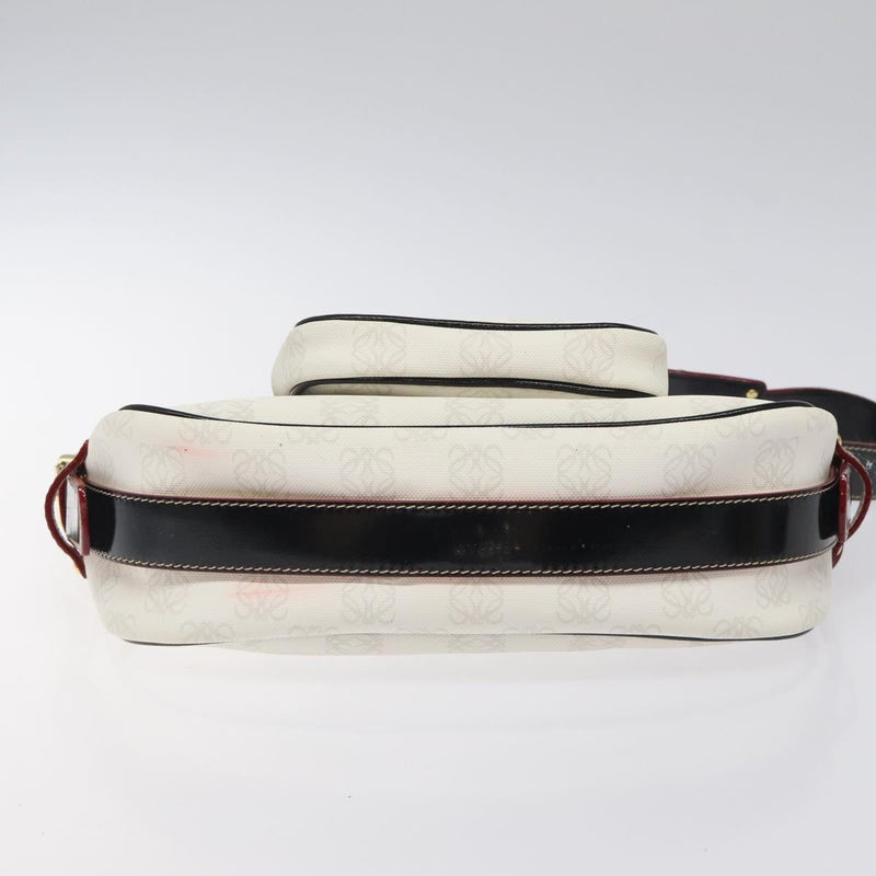 LOEWE Anagram Shoulder Bag PVC White Gold Auth hk2424