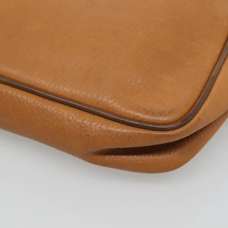 LOEWE Clutch Bag Leather Brown Gold Auth hk2425