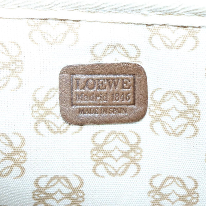 LOEWE Clutch Bag Leather Brown Gold Auth hk2425