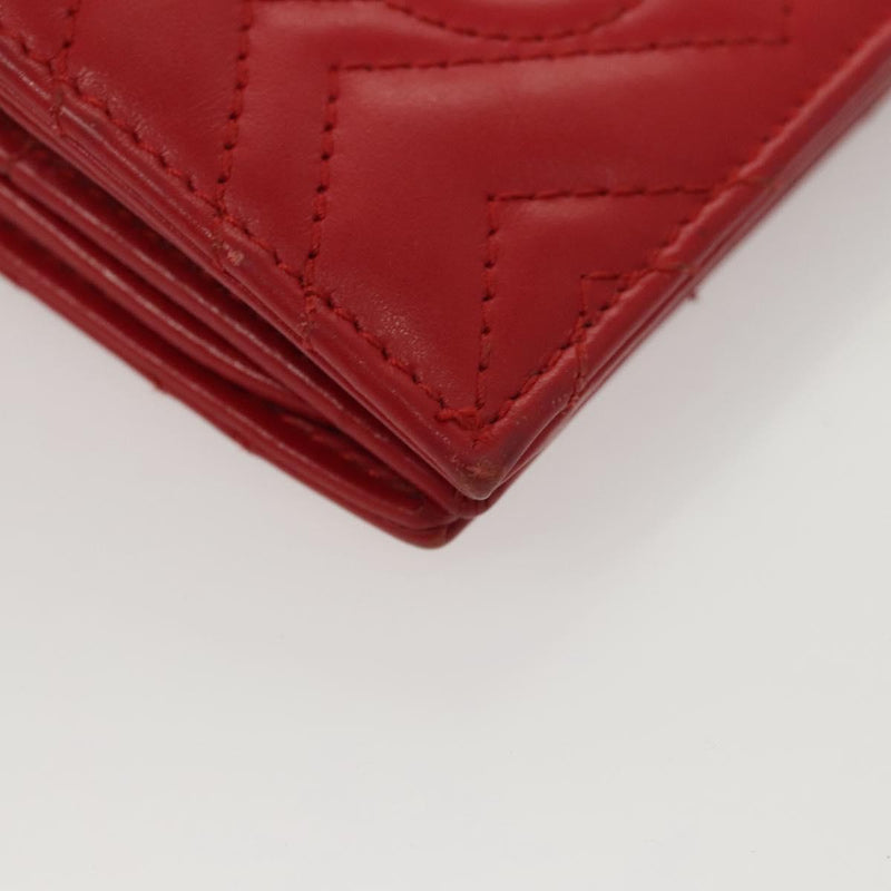 GUCCI Bifold Wallet Leather Red 466492 Auth hk2456