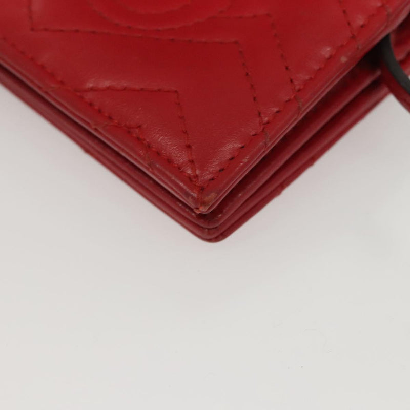 GUCCI Bifold Wallet Leather Red 466492 Auth hk2456