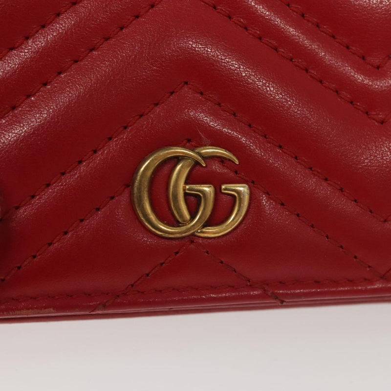 GUCCI Bifold Wallet Leather Red 466492 Auth hk2456