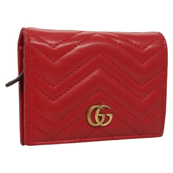 GUCCI Bifold Wallet Leather Red 466492 Auth hk2456