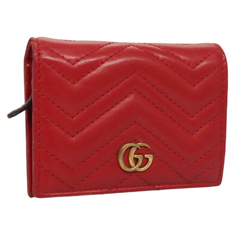 GUCCI Bifold Wallet Leather Red 466492 Auth hk2456