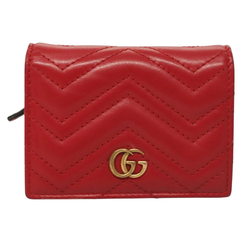GUCCI Bifold Wallet Leather Red 466492 Auth hk2456