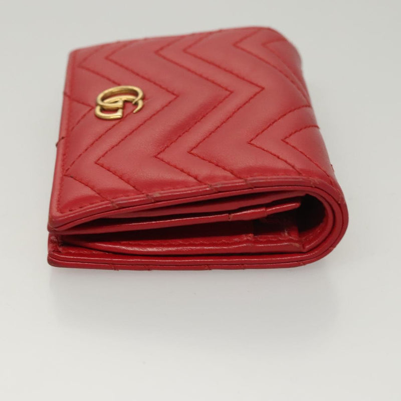 GUCCI Bifold Wallet Leather Red 466492 Auth hk2456