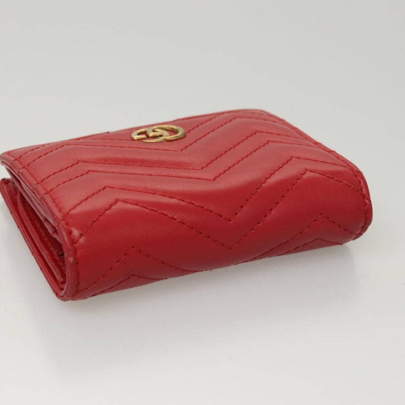 GUCCI Bifold Wallet Leather Red 466492 Auth hk2456