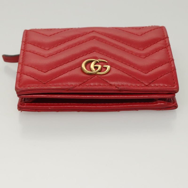 GUCCI Bifold Wallet Leather Red 466492 Auth hk2456